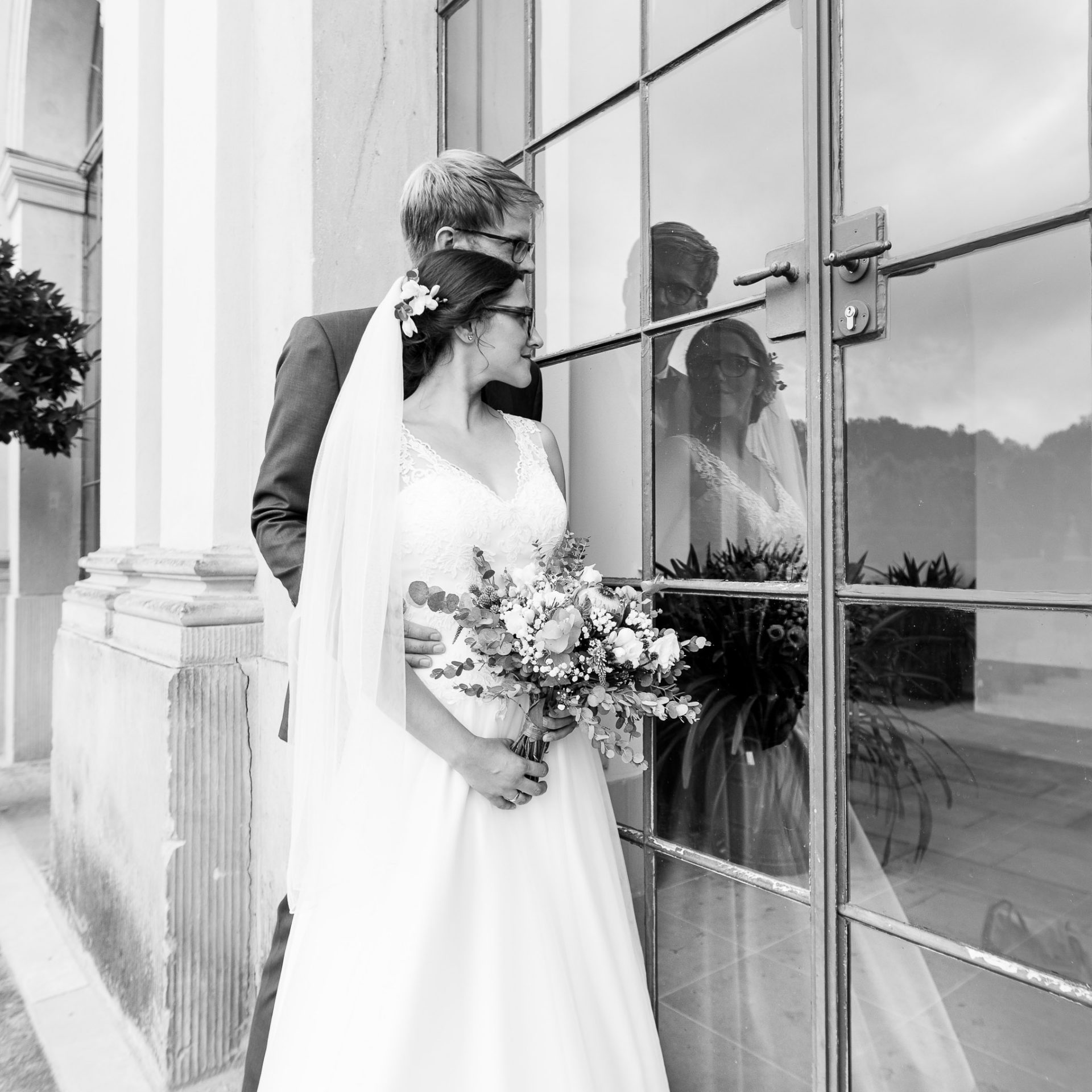 Hochzeitsfotograf Chemnitz Hochzeitsfotograf Chemnitz - Nahaufnahme Brautpaar - Schwarz Weiß