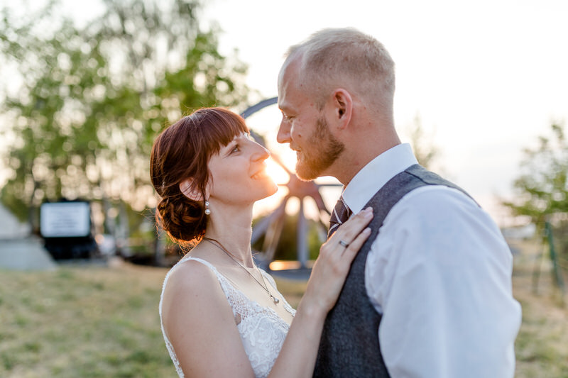 Aufnahmen Brautpaar Sonnenuntergang Marienschacht Bannewitz