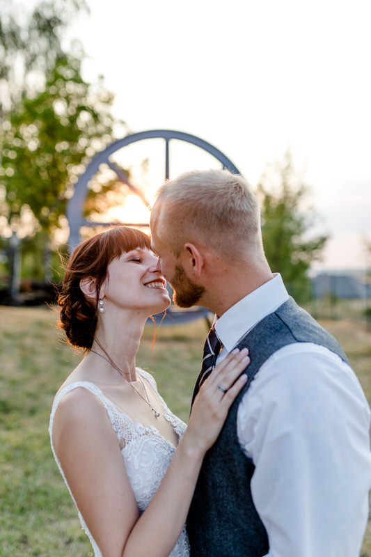 Aufnahmen Brautpaar Sonnenuntergang Marienschacht Bannewitz